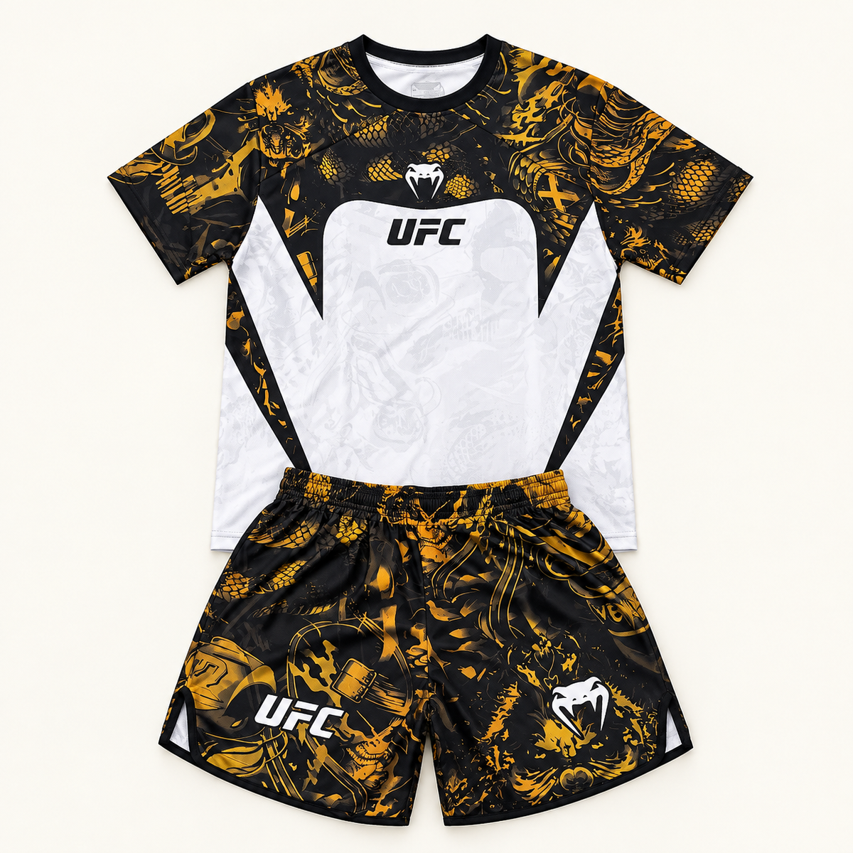 Ensemble MMA UFC – T-shirt & Short Noir et Or